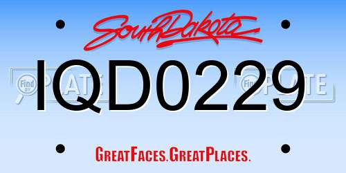 IQD0229 South Dakota License Plate