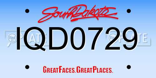 IQD0729 South Dakota License Plate