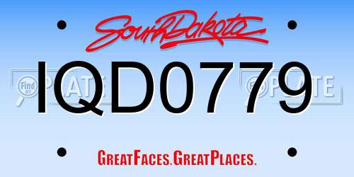IQD0779 South Dakota License Plate