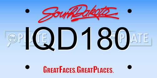 IQD180 South Dakota License Plate