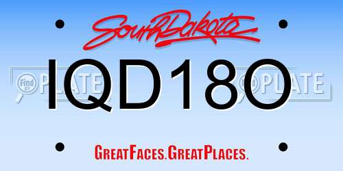 IQD18O South Dakota License Plate