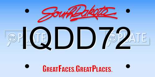 IQDD72 South Dakota License Plate
