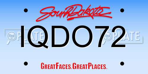 IQDO72 South Dakota License Plate