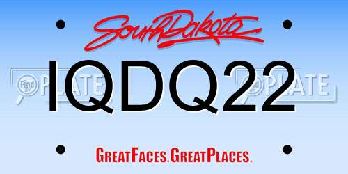 IQDQ22 South Dakota License Plate