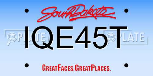 IQE45T South Dakota License Plate