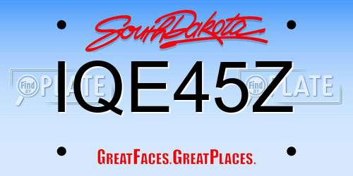 IQE45Z South Dakota License Plate
