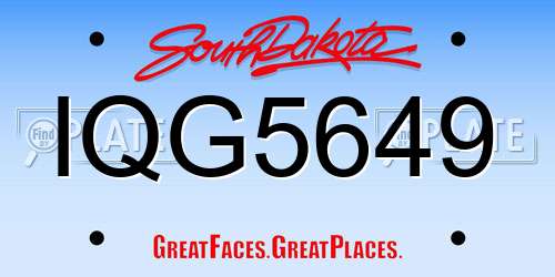 IQG5649 South Dakota License Plate