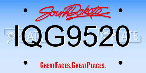 IQG9520 South Dakota License Plate