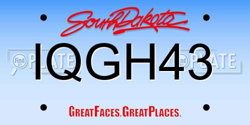 IQGH43 South Dakota License Plate