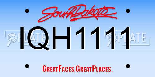 IQH1111 South Dakota License Plate