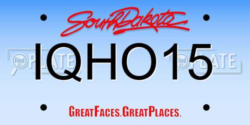 IQHO15 South Dakota License Plate