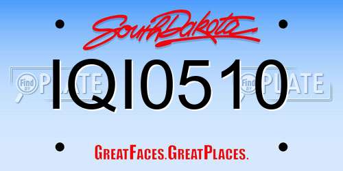 IQI0510 South Dakota License Plate