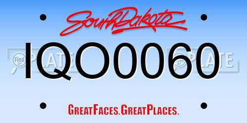 IQO0060 South Dakota License Plate