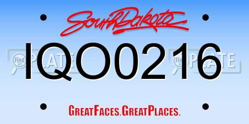 IQO0216 South Dakota License Plate