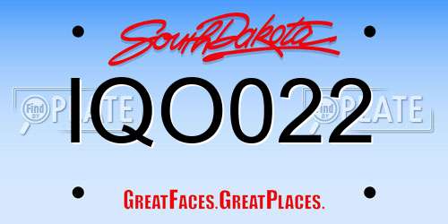 IQO022 South Dakota License Plate