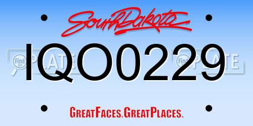 IQO0229 South Dakota License Plate