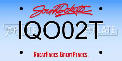 IQO02T South Dakota License Plate