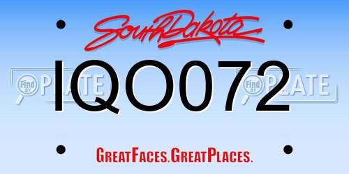 IQO072 South Dakota License Plate