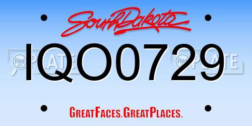 IQO0729 South Dakota License Plate