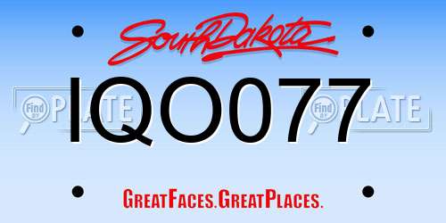 IQO077 South Dakota License Plate