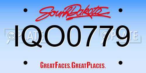 IQO0779 South Dakota License Plate