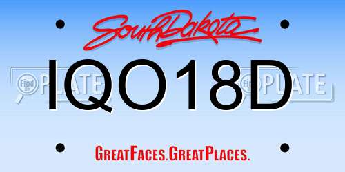 IQO18D South Dakota License Plate
