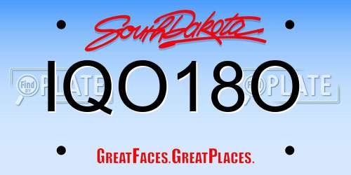 IQO18O South Dakota License Plate