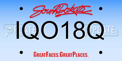 IQO18Q South Dakota License Plate