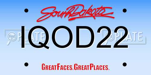 IQOD22 South Dakota License Plate