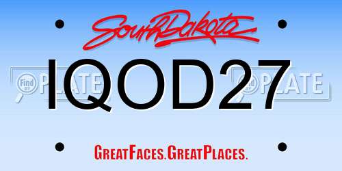 IQOD27 South Dakota License Plate
