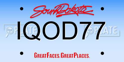 IQOD77 South Dakota License Plate