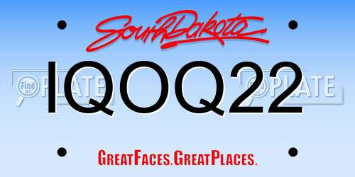 IQOQ22 South Dakota License Plate