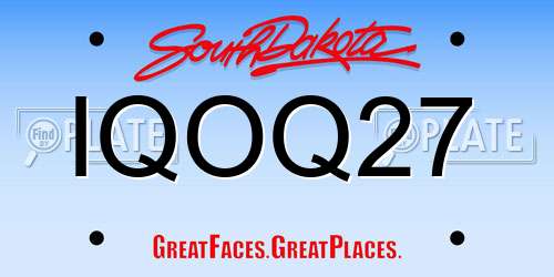 IQOQ27 South Dakota License Plate