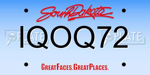 IQOQ72 South Dakota License Plate