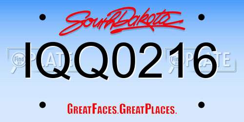 IQQ0216 South Dakota License Plate