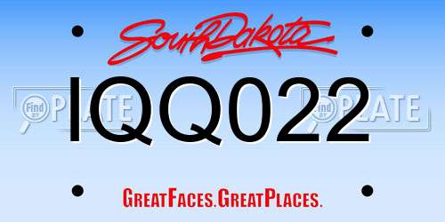 IQQ022 South Dakota License Plate