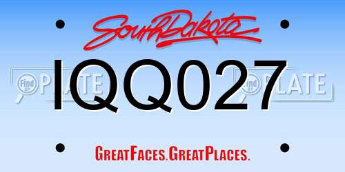 IQQ027 South Dakota License Plate