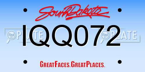 IQQ072 South Dakota License Plate