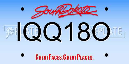 IQQ18O South Dakota License Plate