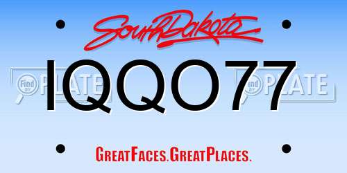 IQQO77 South Dakota License Plate