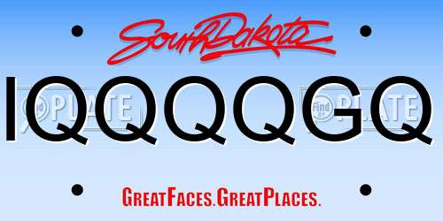 IQQQQGQ South Dakota License Plate