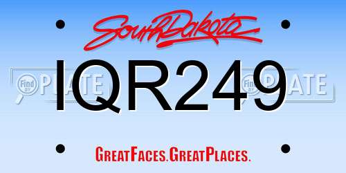 IQR249 South Dakota License Plate