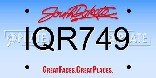 IQR749 South Dakota License Plate