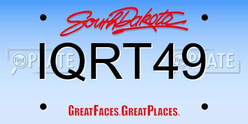 IQRT49 South Dakota License Plate