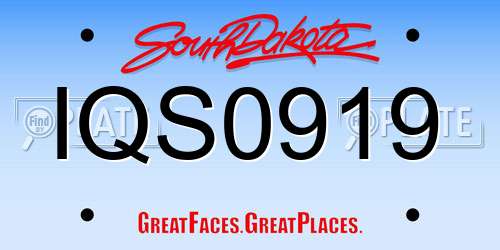 IQS0919 South Dakota License Plate