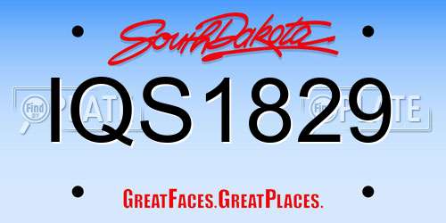 IQS1829 South Dakota License Plate