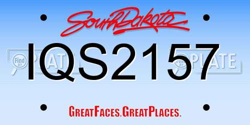 IQS2157 South Dakota License Plate
