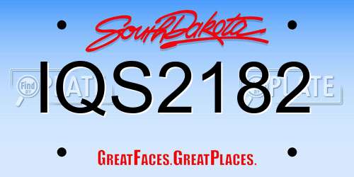 IQS2182 South Dakota License Plate