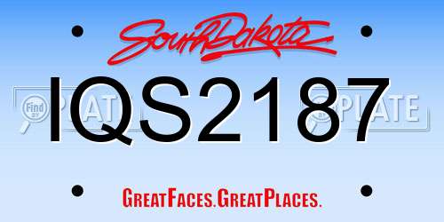 IQS2187 South Dakota License Plate