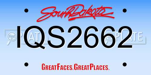 IQS2662 South Dakota License Plate